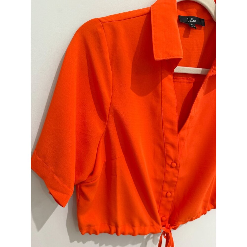 Lulus Drawstring Waist Cropped Button-Up, size me… - image 7